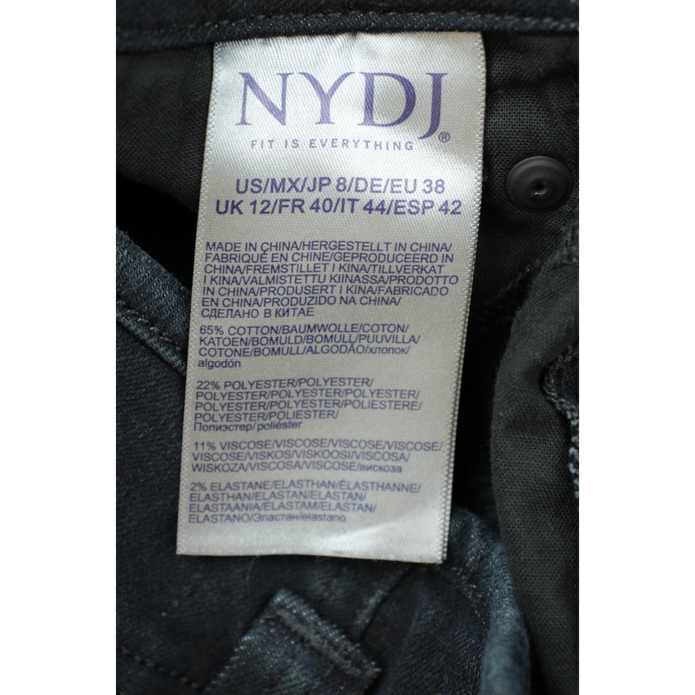 NYDJ Jeans Womens 8 Black Cotton Blend Marilyn Straight - Picture 5 of 7